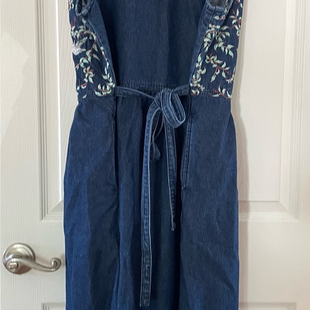 Wildlife Federation Denim Midi Dress with Embroidered Floral Bodice - Picture 6 of 6